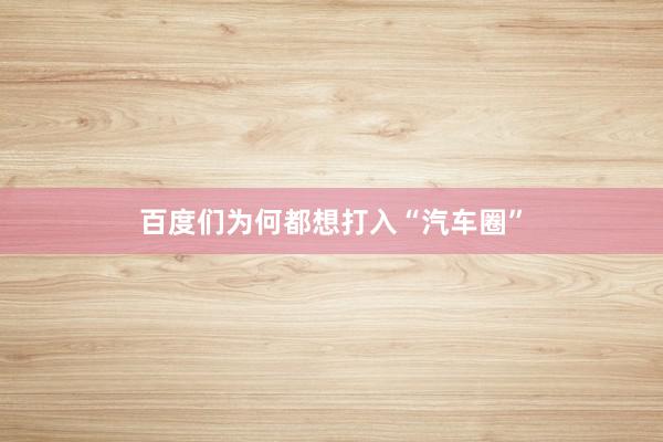 百度们为何都想打入“汽车圈”