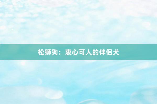松狮狗：衷心可人的伴侣犬